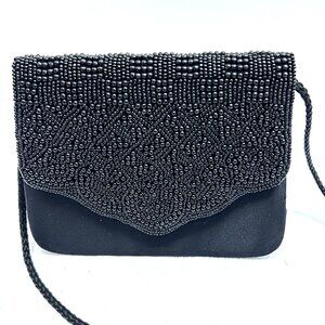 Black Beaded Clutch Purse mini Bag